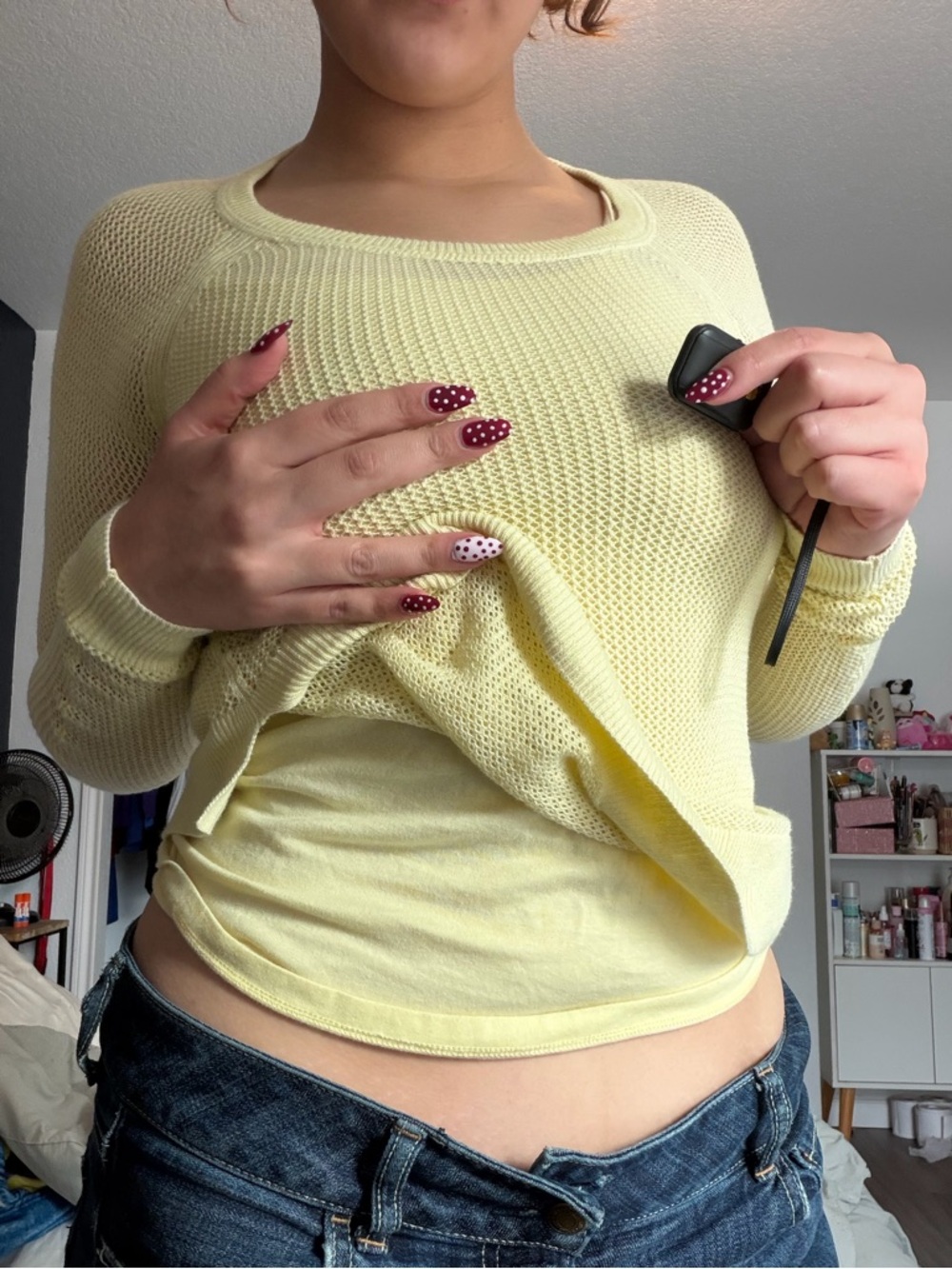 Sonoma Pale Yellow Open-Knit Pullover
